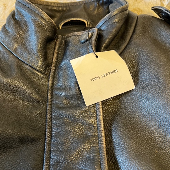 Zara genuine leather distressed jacket brown NWOT - Picture 2 of 8